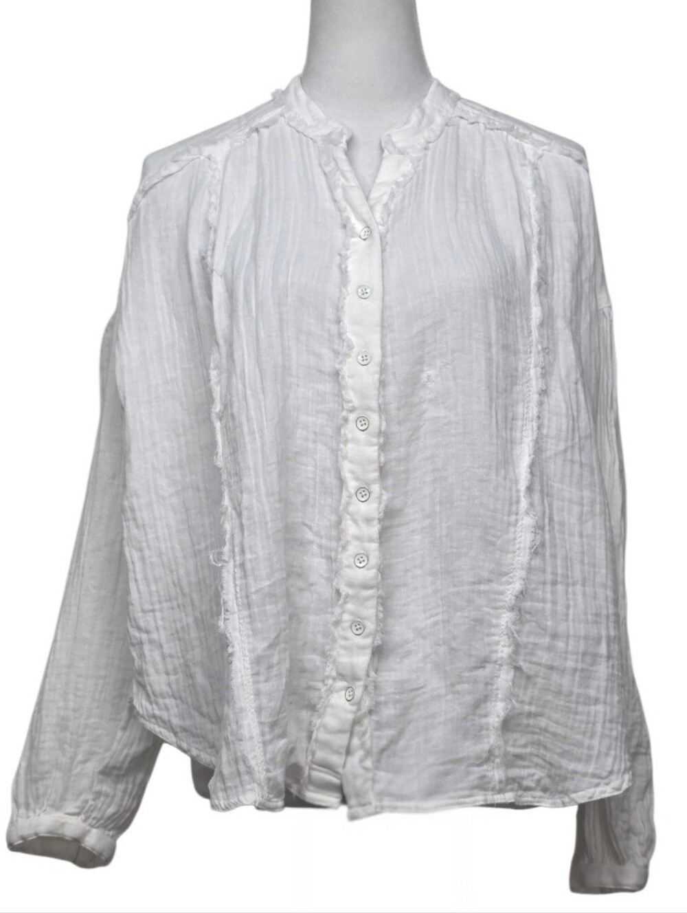 We The Free by Anthropologie White Button-Front Blouse Sz Small